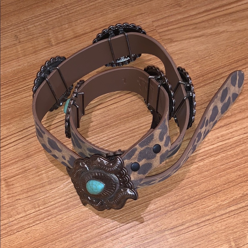 L&B Brown and Blue Belt with Turquoise Accent